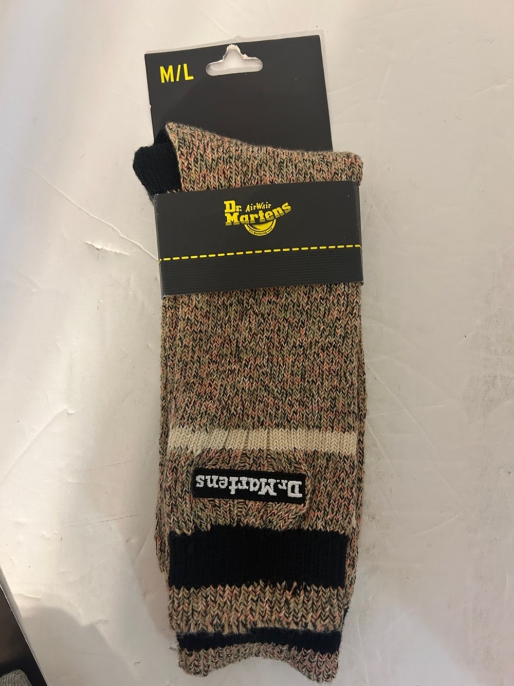 Dr Martens 1pair Doc Socks Parchment Beige Mens M/L Organic Cotton Crew New
